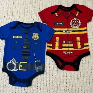 ⭐️$5 When Bundled⭐️ Police and Firefighter Baby Onesies Costume Set